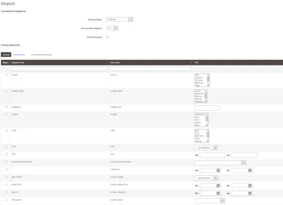 Eksportowanie danych produktowych z Magento