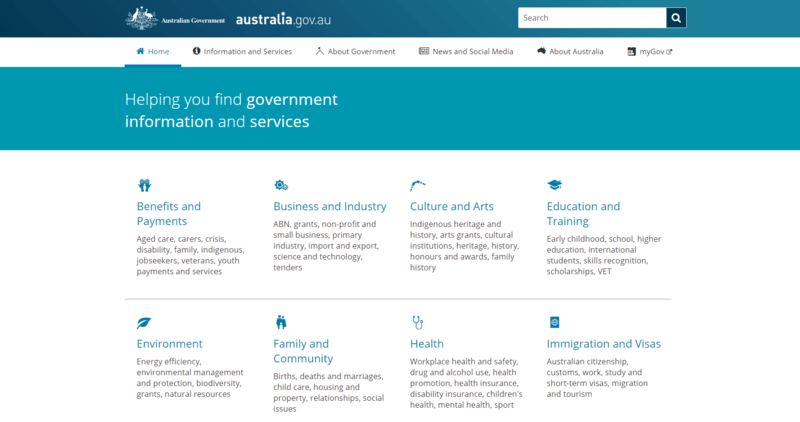 Strona internetowa rządu Australii Strona www rządu Australii wykonana na Drupalu