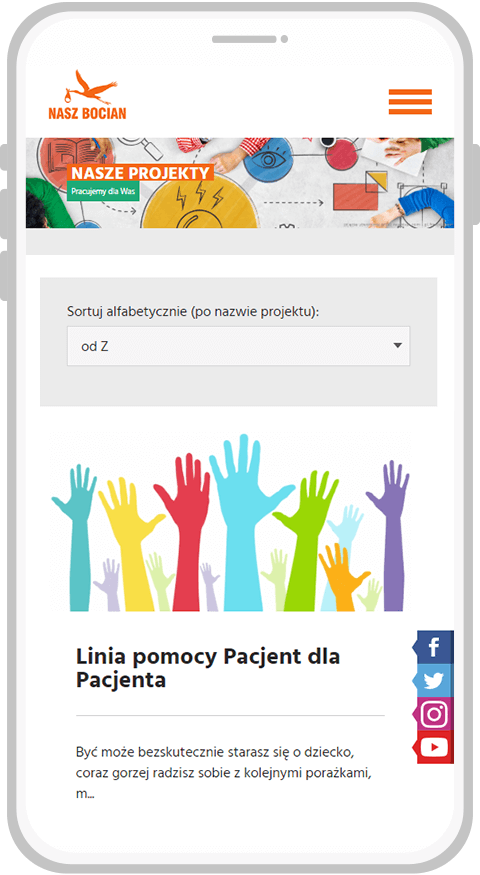 Strona Nasz Bocian na urządzeniach mobilnych Wersja moblina strony Nasz Bocian